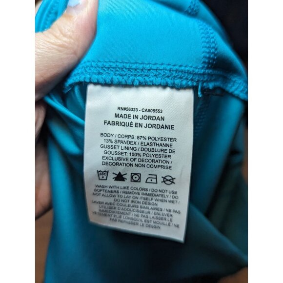 Nike Lurex Leggings Turquoise Dri-Fit Yoga 7/8 Metallic Stripe High Waist Sz S - Picture 9 of 14